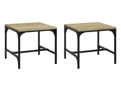 Mesa De Centro* Mesas de apoio 2 pcs 40x40x35 cm deriv. madeira carvalho sonoma PT786086 Castanho