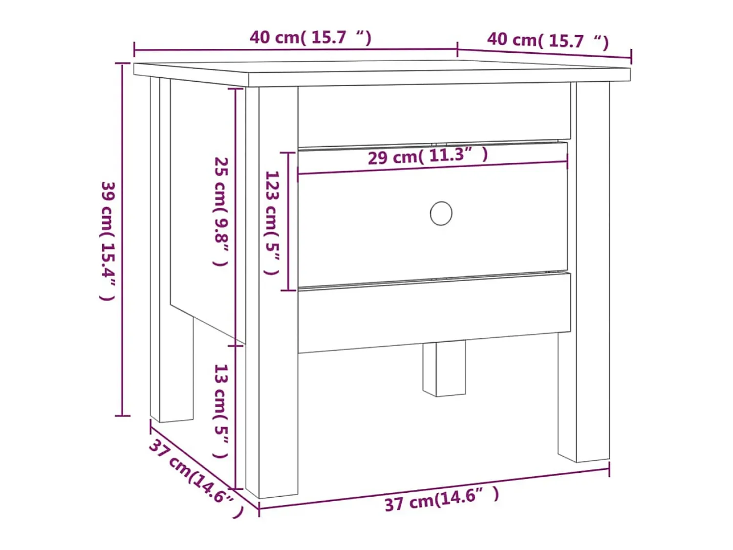 vidaxl Mesas de apoio 2 pcs 40x40x39 cm pinho maciço castanho mel Natural claro