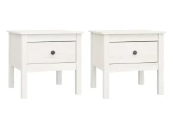 Mesa De Centro* Mesas de apoio 2 pcs 50x50x49 cm madeira de pinho maciça PT775900 Branco