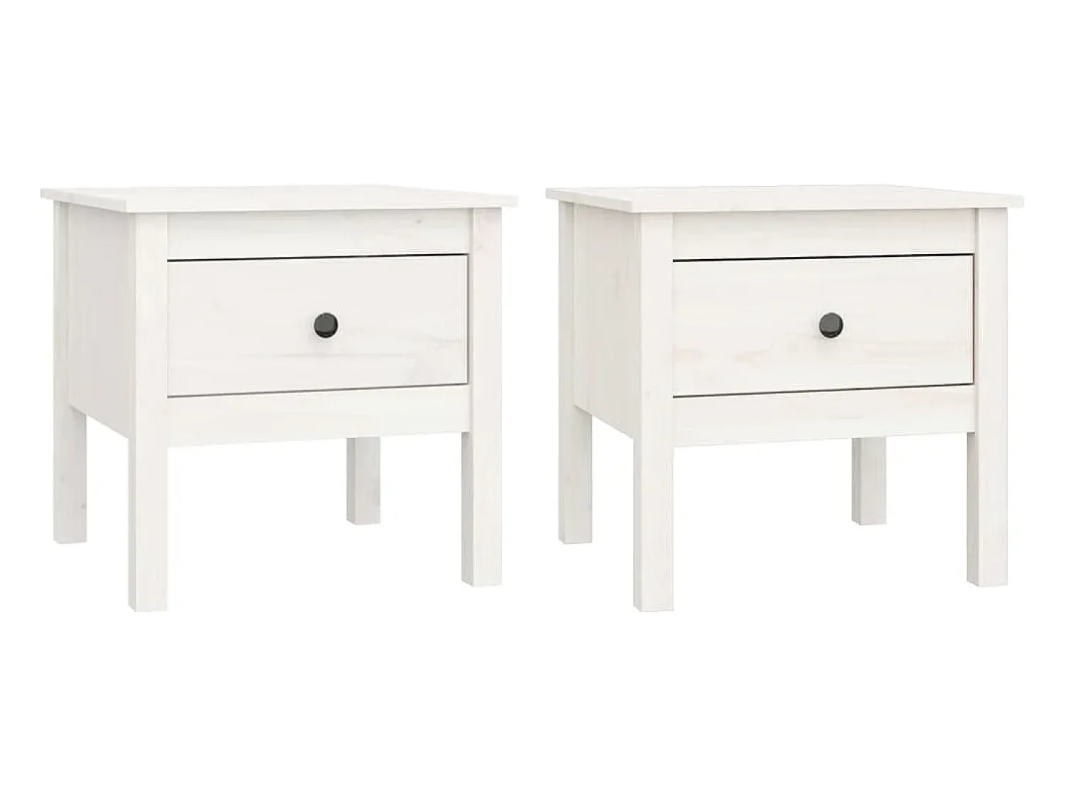 Mesa De Centro* Mesas de apoio 2 pcs 50x50x49 cm madeira de pinho maciça PT775900 Branco