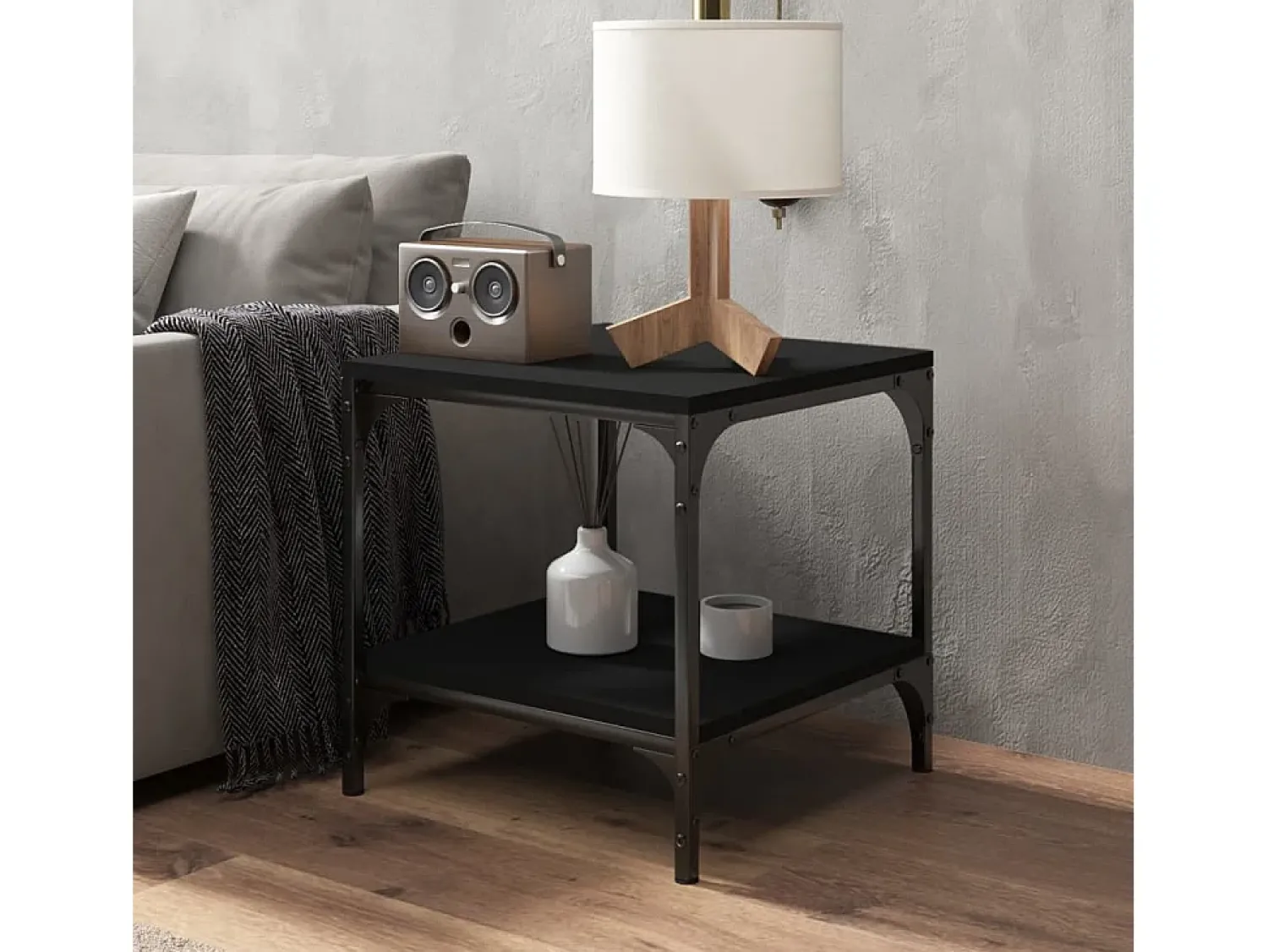 Mesa De Apoio|vidaxl Mesas de apoio 2 pcs 40x40x40 cm derivados de madeira Preto