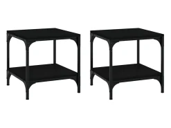 Mesa De Apoio|vidaxl Mesas de apoio 2 pcs 40x40x40 cm derivados de madeira Preto