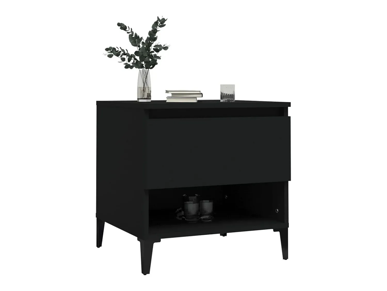 Mesa De Centro| Mesas de apoio 2 pcs 50x46x50 cm derivados de madeira PT207746 Preto