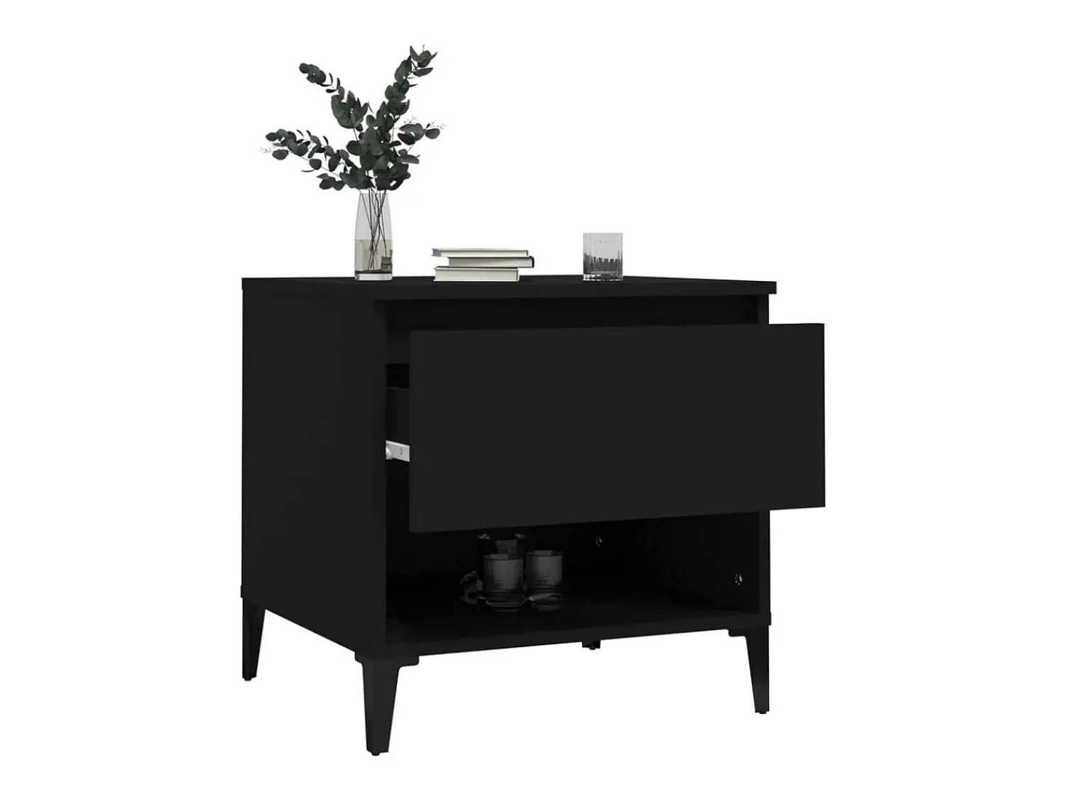 Mesa De Centro| Mesas de apoio 2 pcs 50x46x50 cm derivados de madeira PT207746 Preto