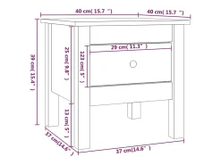 vidaxl Mesas de apoio 2 pcs 40x40x39 cm madeira de pinho maciça Preto