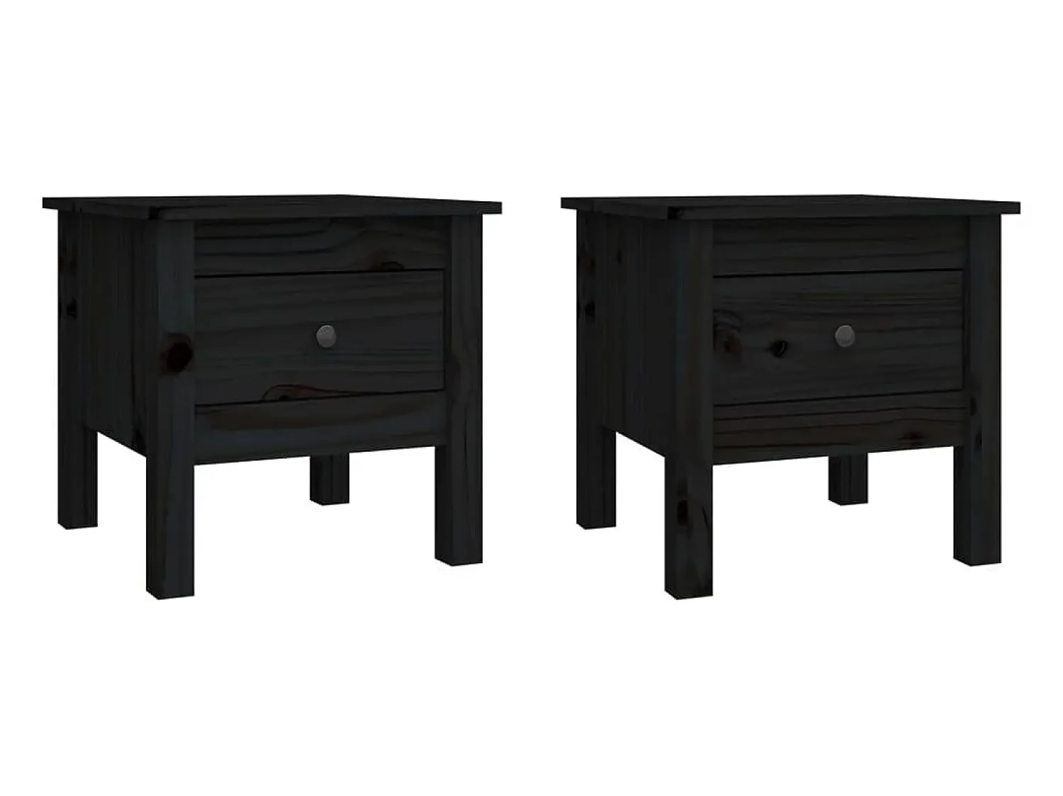 vidaxl Mesas de apoio 2 pcs 40x40x39 cm madeira de pinho maciça Preto