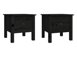Mesa De Centro* Mesas de apoio 2 pcs 40x40x39 cm madeira de pinho maciça PT734554 Preto