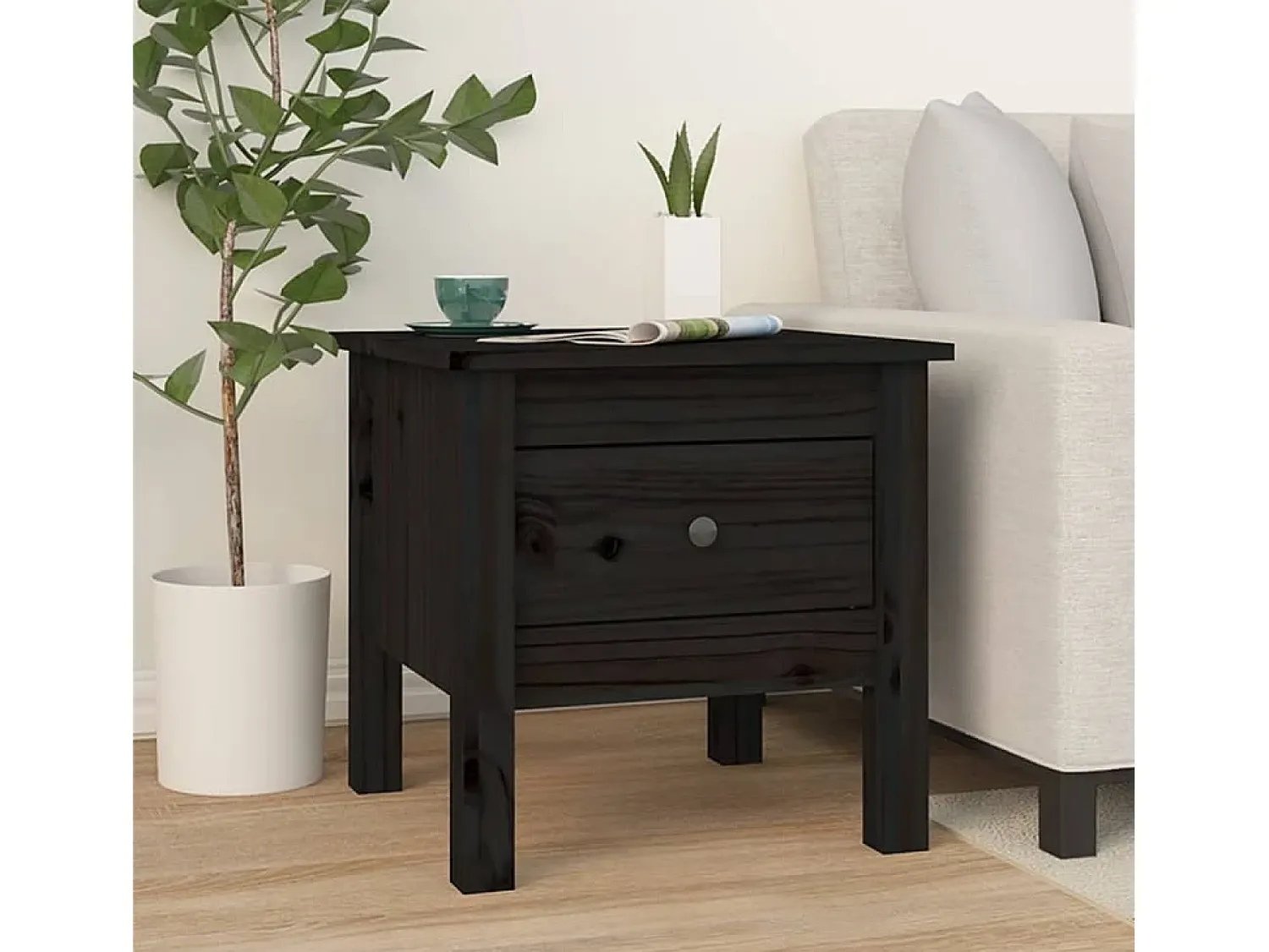 Mesa De Centro* Mesas de apoio 2 pcs 40x40x39 cm madeira de pinho maciça PT734554 Preto