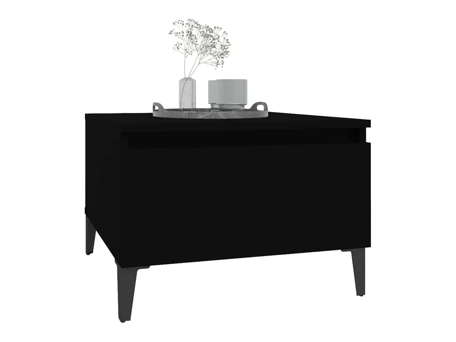 Mesa De Centro* Mesas de apoio 2 pcs 50x46x35 cm derivados de madeira PT670779 Preto