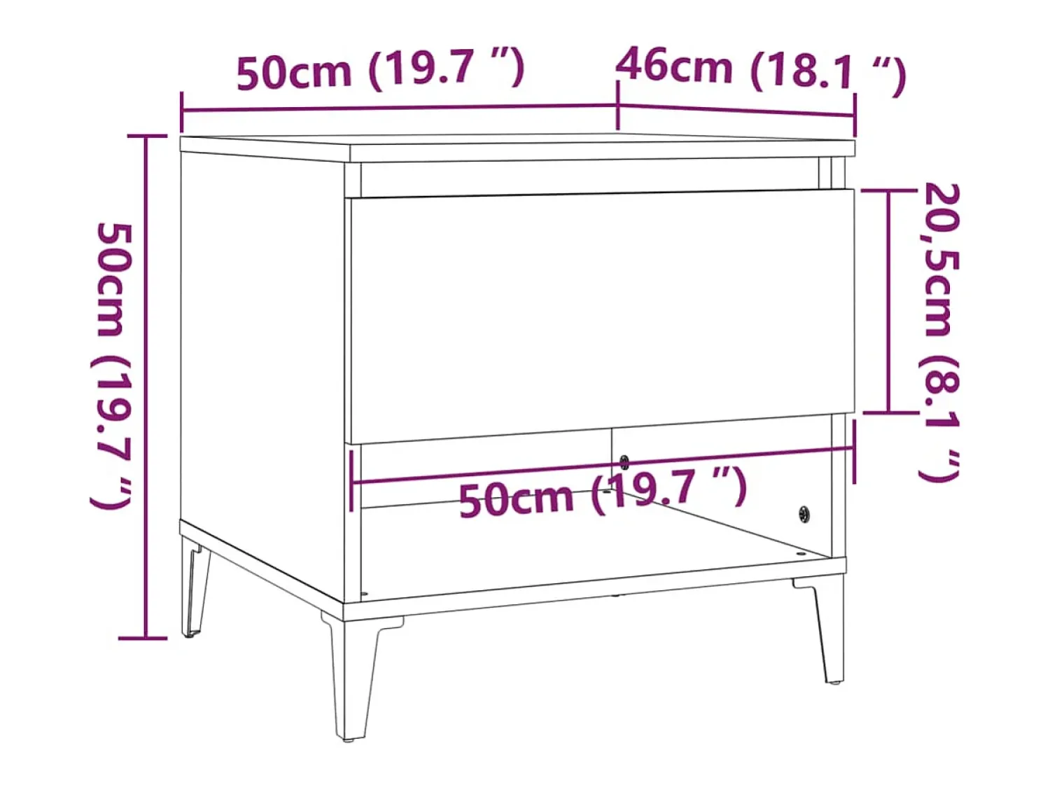 vidaxl Mesas de apoio 2 pcs 50x46x50cm deriv. madeira brilhante^ Mesa De Apoio