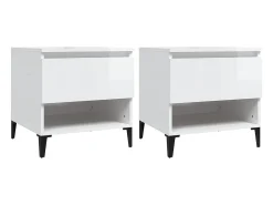 vidaxl Mesas de apoio 2 pcs 50x46x50cm deriv. madeira brilhante^ Mesa De Apoio