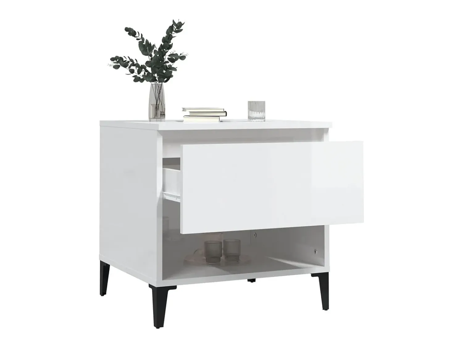 vidaxl Mesas de apoio 2 pcs 50x46x50cm deriv. madeira brilhante^ Mesa De Apoio
