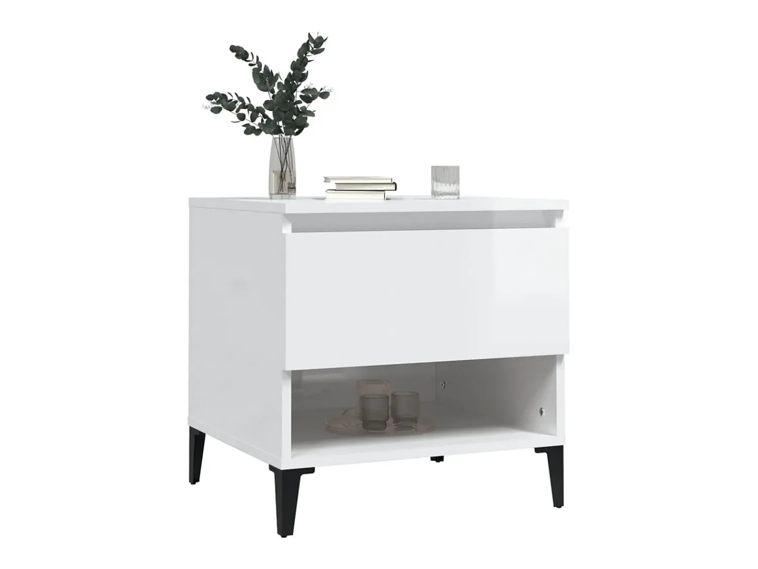 vidaxl Mesas de apoio 2 pcs 50x46x50cm deriv. madeira brilhante^ Mesa De Apoio