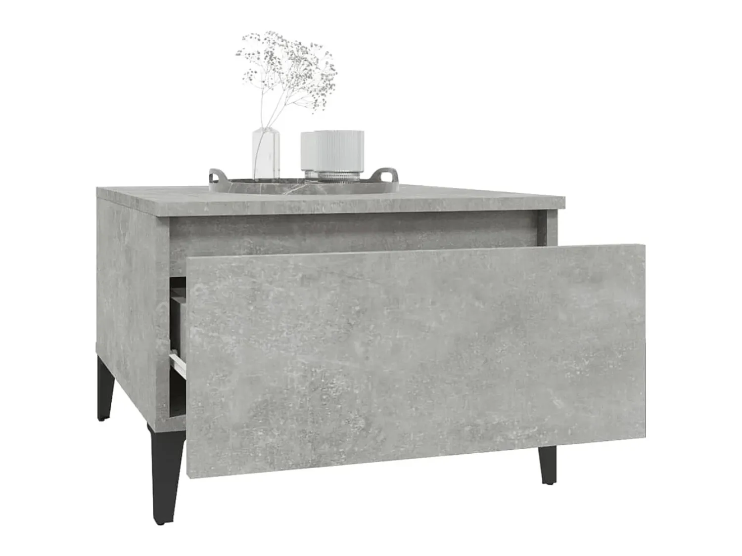 Mesa De Centro* Mesas de apoio 2 pcs 50x46x35cm deriv. madeira -cimento PT456175 Cinzento