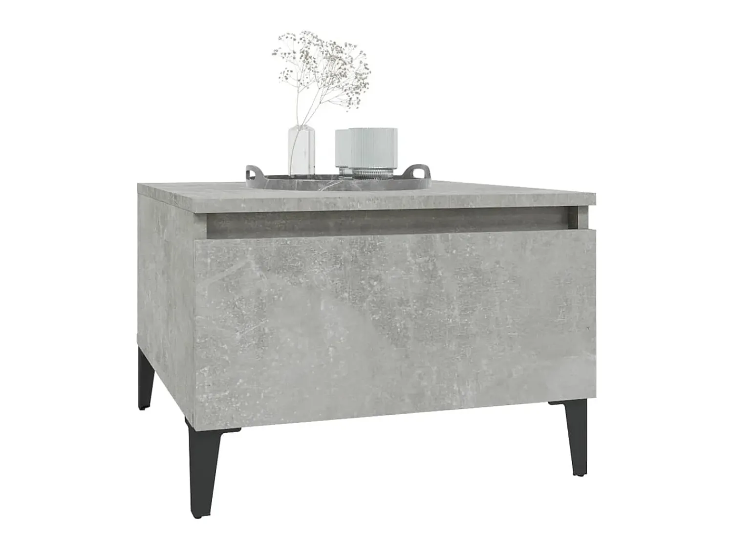 Mesa De Centro* Mesas de apoio 2 pcs 50x46x35cm deriv. madeira -cimento PT456175 Cinzento