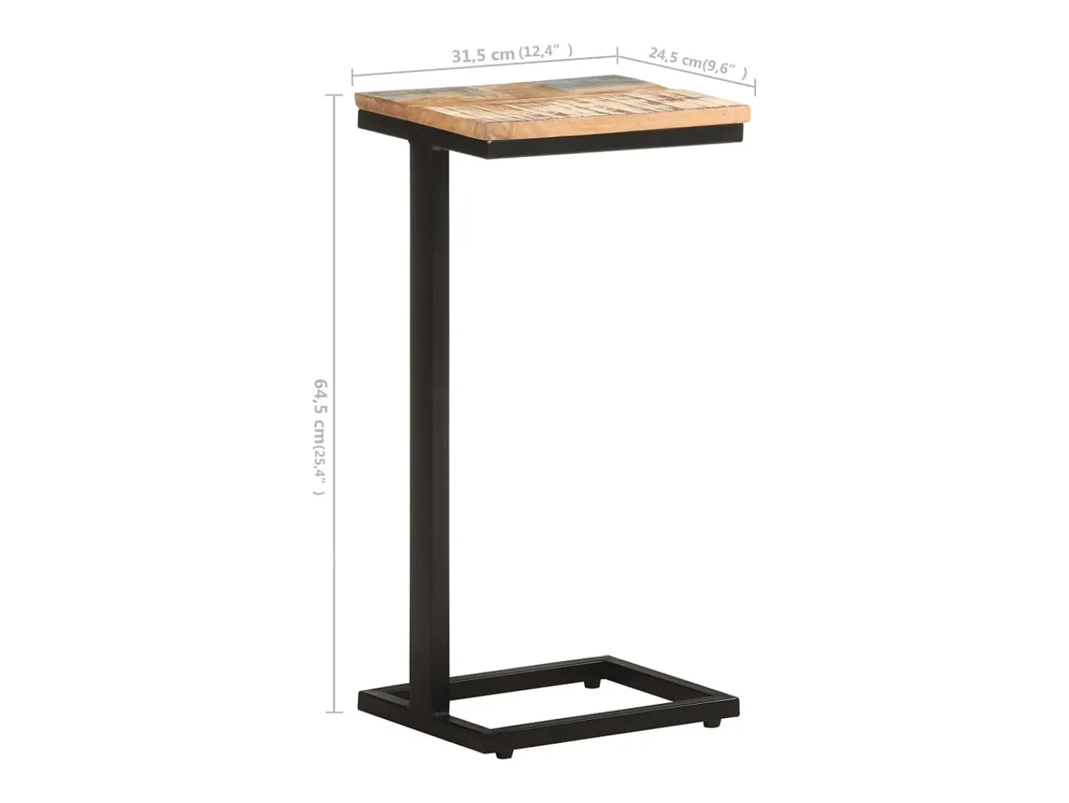 Mesa De Apoio|vidaxl Mesas de apoio 2 pcs 31,5x24,5x64,5cm madeira recuperada maciça Natural claro