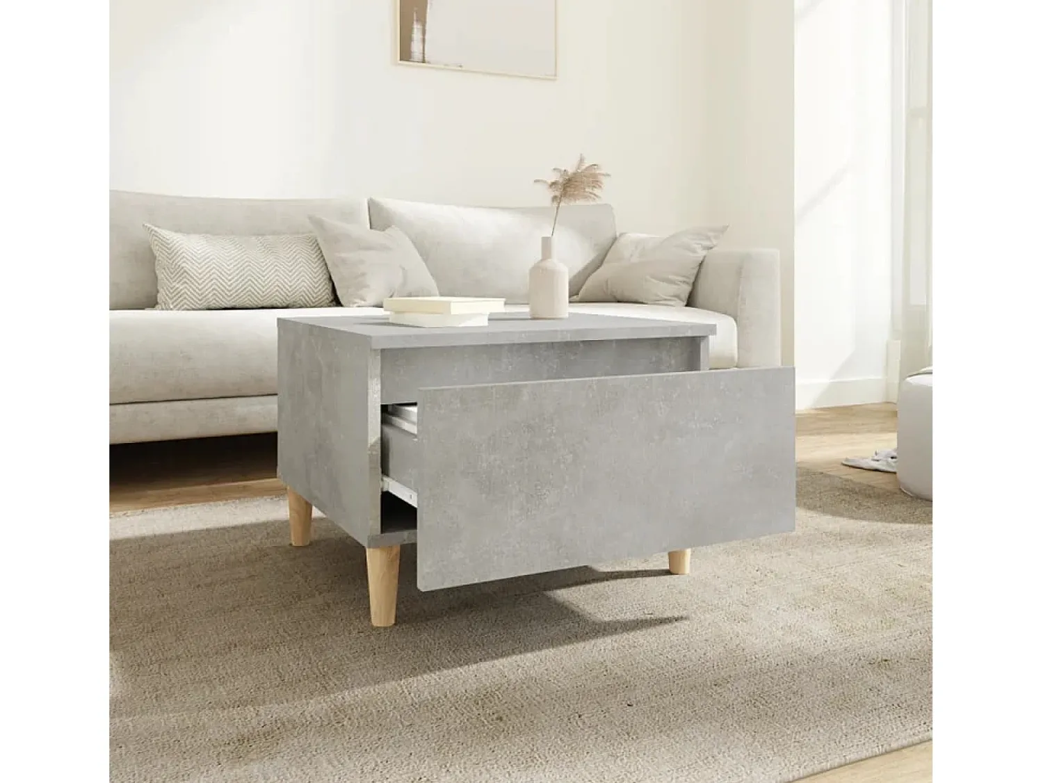 Mesa De Centro| Mesas de apoio 2 pcs 50x46x35cm deriv. madeira -cimento PT583090 Cinzento