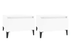 Mesa De Centro| Mesas de apoio 2 pcs 50x46x35cm deriv. madeira brilhante PT921505 Branco