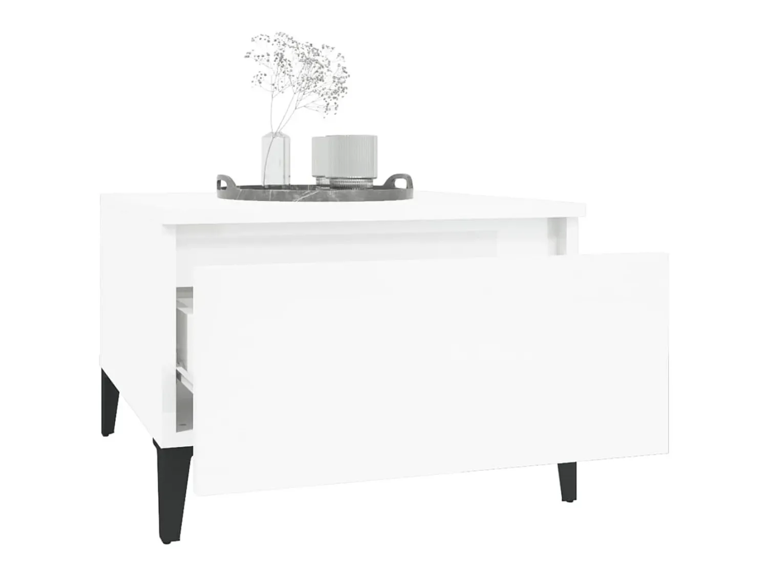 Mesa De Centro| Mesas de apoio 2 pcs 50x46x35cm deriv. madeira brilhante PT921505 Branco