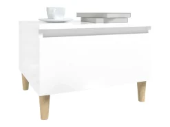 Mesa De Centro* Mesas de apoio 2 pcs 50x46x35cm deriv. madeira brilhante PT723332 Branco