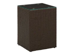 Mesa De Centro| Mesas de apoio com tampo de vidro 3 pcs vime PE PT589964 Castanho