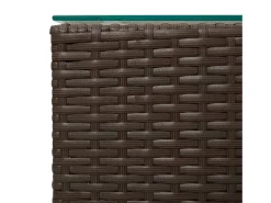 Mesa De Centro| Mesas de apoio com tampo de vidro 3 pcs vime PE PT589964 Castanho