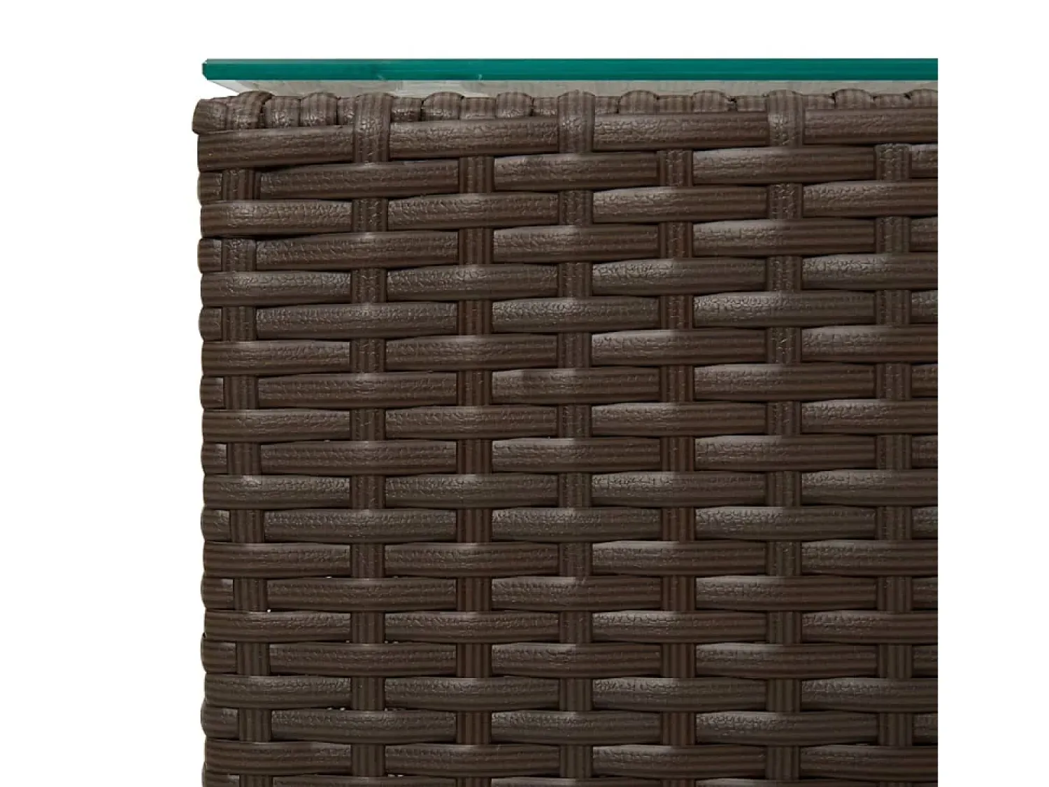 Mesa De Centro| Mesas de apoio com tampo de vidro 3 pcs vime PE PT589964 Castanho