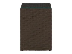 Mesa De Centro| Mesas de apoio com tampo de vidro 3 pcs vime PE PT589964 Castanho