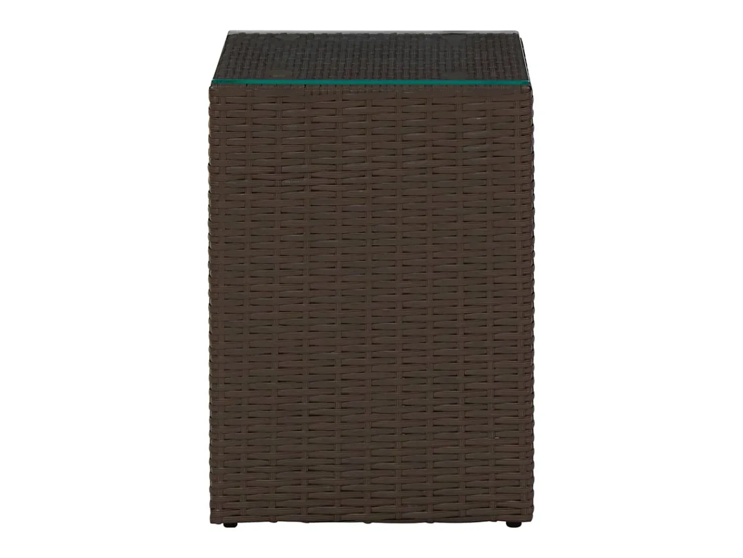 Mesa De Centro| Mesas de apoio com tampo de vidro 3 pcs vime PE PT589964 Castanho
