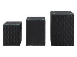 Mesas de apoio com tampo de vidro 3 pcs vime PE PT336357^ Mesa De Centro