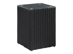 Mesas de apoio com tampo de vidro 3 pcs vime PE PT336357^ Mesa De Centro