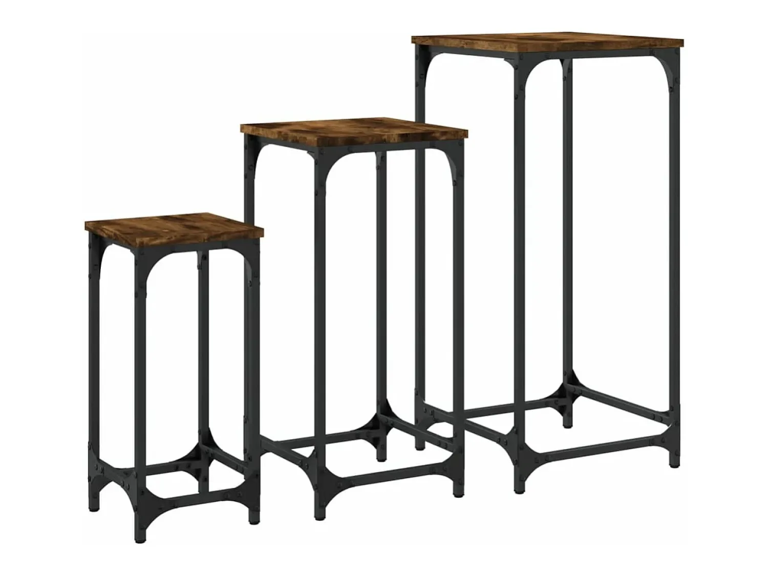Mesa De Apoio*vidaxl Mesas de apoio encastrar 3 pcs deriv. madeira carvalho fumado Natural claro