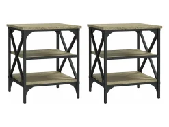 Mesa De Centro| Mesas de apoio 2pcs 40x42x50 cm derivados de madeira cor sonoma PT850350 Castanho