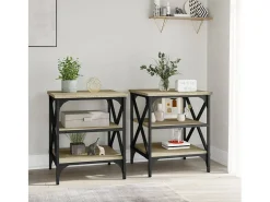 Mesa De Centro| Mesas de apoio 2pcs 40x42x50 cm derivados de madeira cor sonoma PT850350 Castanho