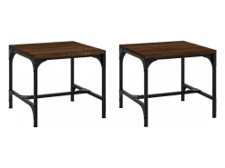 Mesa De Centro* Mesas de apoio 2pcs 40x40x35cm deriv. madeira carvalho PT473061 Castanho