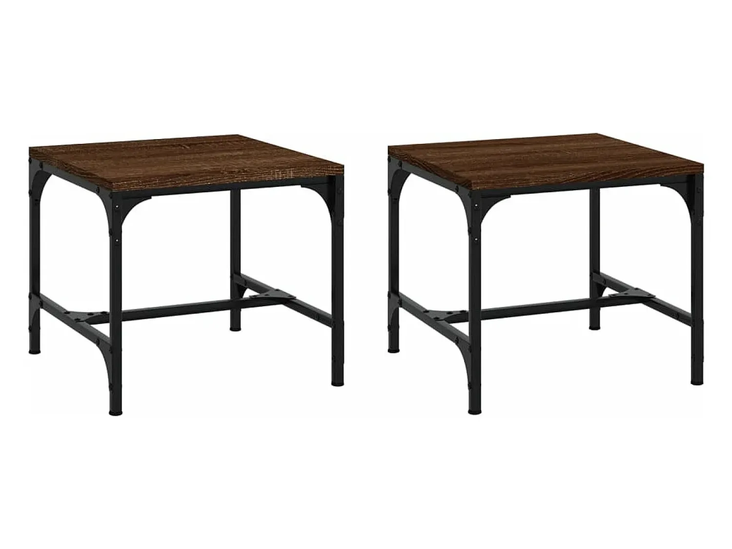 Mesa De Centro* Mesas de apoio 2pcs 40x40x35cm deriv. madeira carvalho PT473061 Castanho