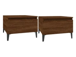 Mesa De Centro* Mesas de apoio 2pcs 50x46x35cm deriv. madeira carvalho PT551979 Castanho