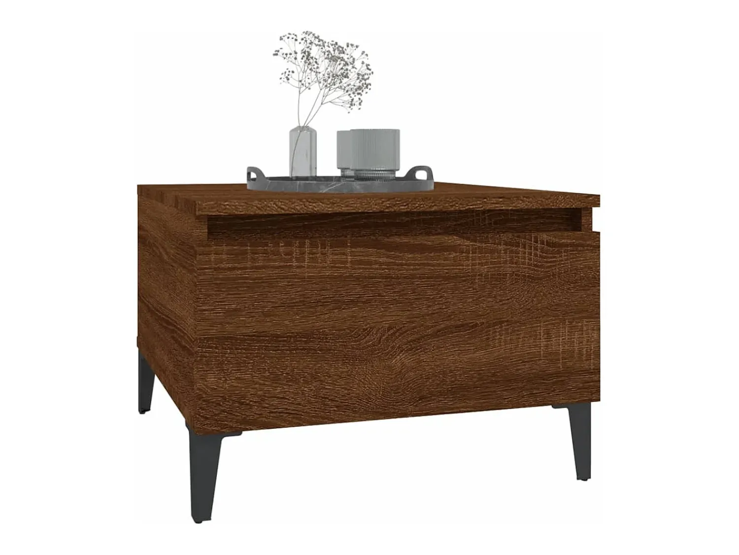 Mesa De Centro* Mesas de apoio 2pcs 50x46x35cm deriv. madeira carvalho PT551979 Castanho