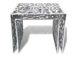 Mesa De Centro* Mesas de apoio quadradas, 2 pçs, alumínio PT841883 Prateado