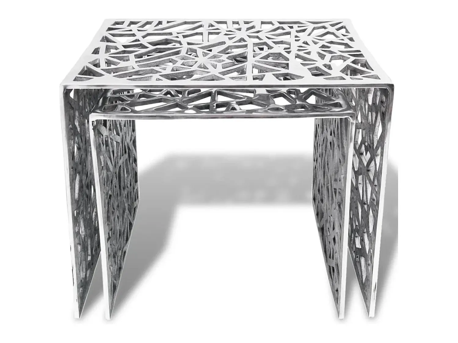 Mesa De Centro* Mesas de apoio quadradas, 2 pçs, alumínio PT841883 Prateado