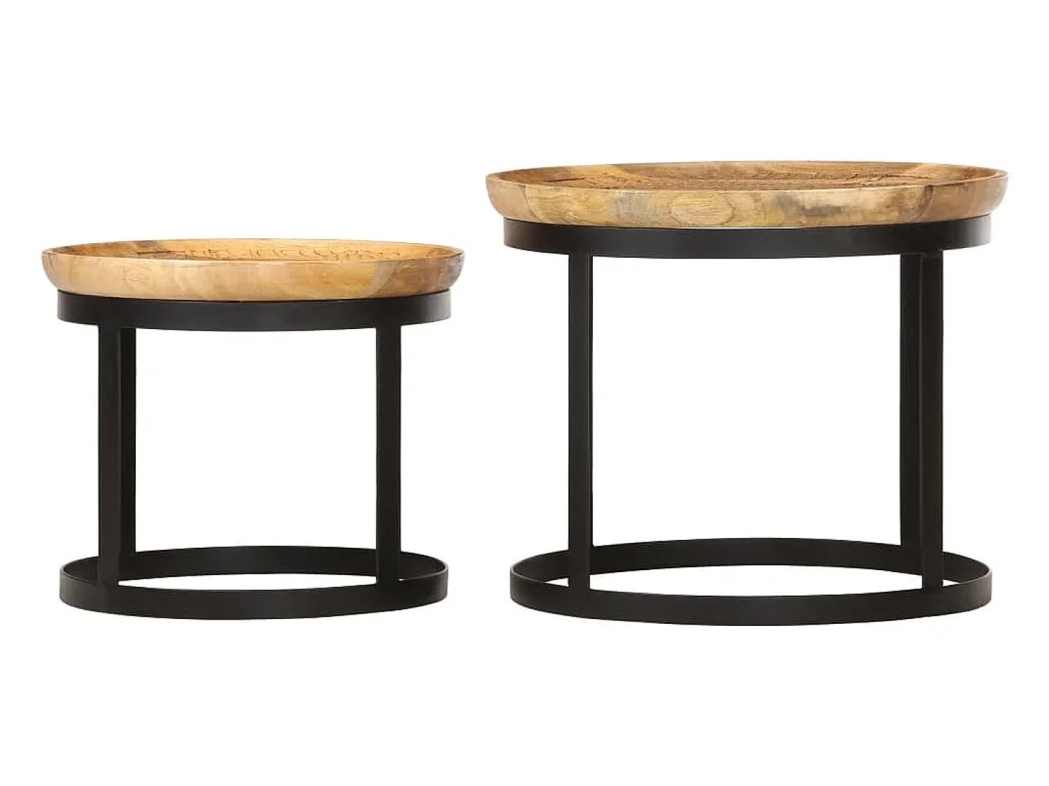 Mesa De Apoio*vidaxl Mesas de apoio redondas 2 pcs madeira mangueira maciça e aço Natural claro