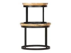 Mesa De Apoio*vidaxl Mesas de apoio redondas 2 pcs madeira mangueira maciça e aço Natural claro