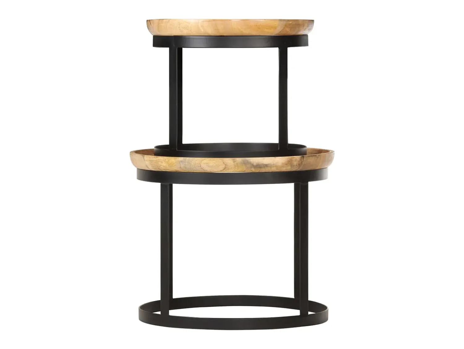 Mesa De Apoio*vidaxl Mesas de apoio redondas 2 pcs madeira mangueira maciça e aço Natural claro