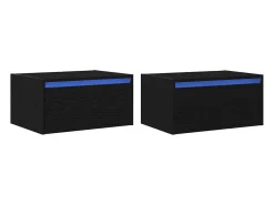 vidaxl Mesas de cabeceira de parede com luzes LED 2 pcs carvalho^ Móvel De Tv