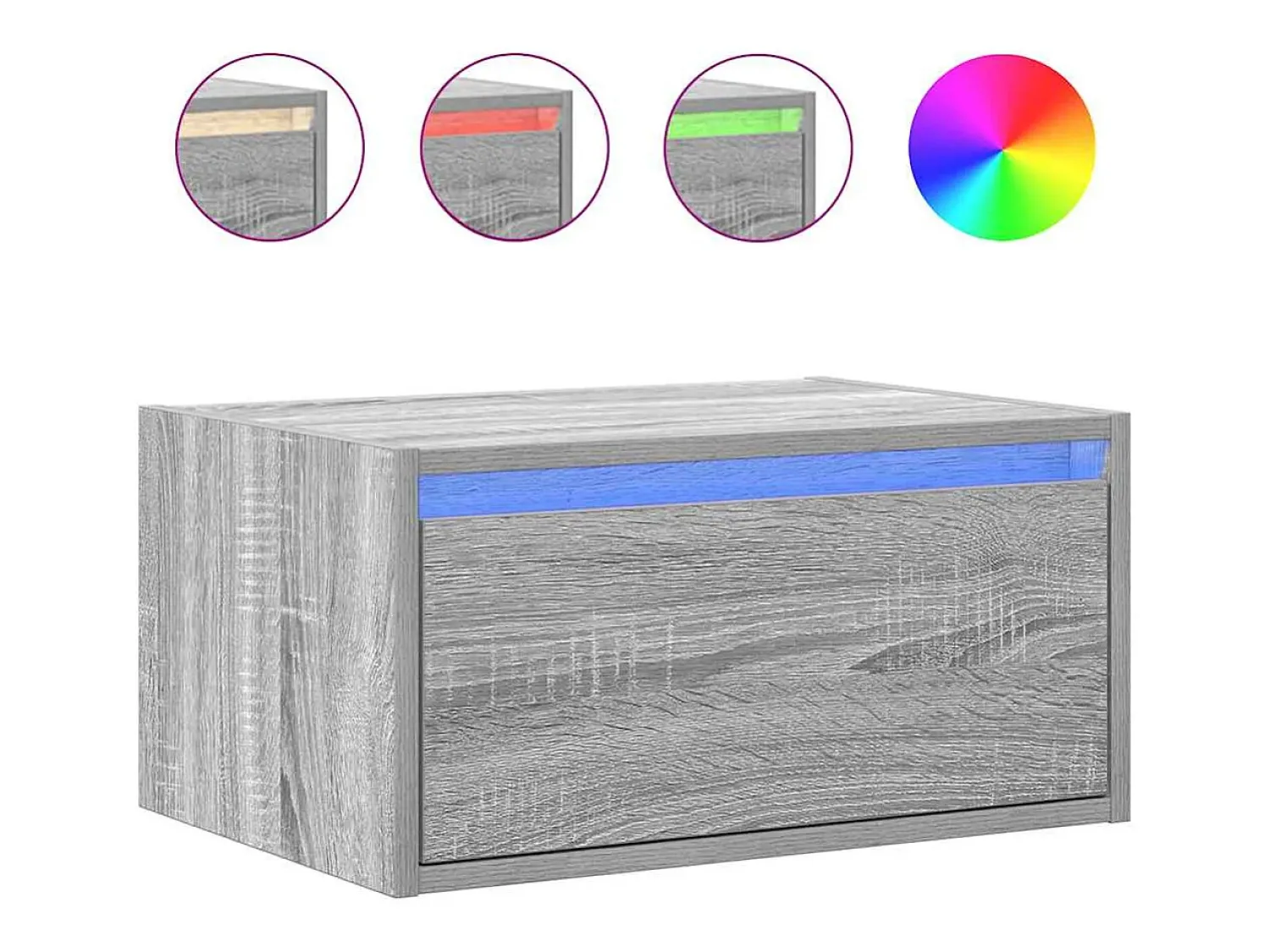 Móvel De Tv*vidaxl Mesas de cabeceira de parede com luzes LED 2pcs sonoma Cinzento