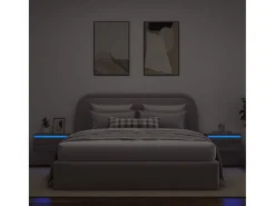 Móvel De Tv*vidaxl Mesas de cabeceira de parede com luzes LED 2pcs sonoma Cinzento