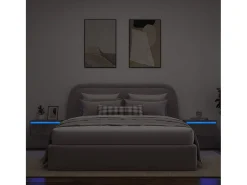 Móvel De Tv*vidaxl Mesas de cabeceira de parede c/ luzes LED 2pcs cimento Cinzento