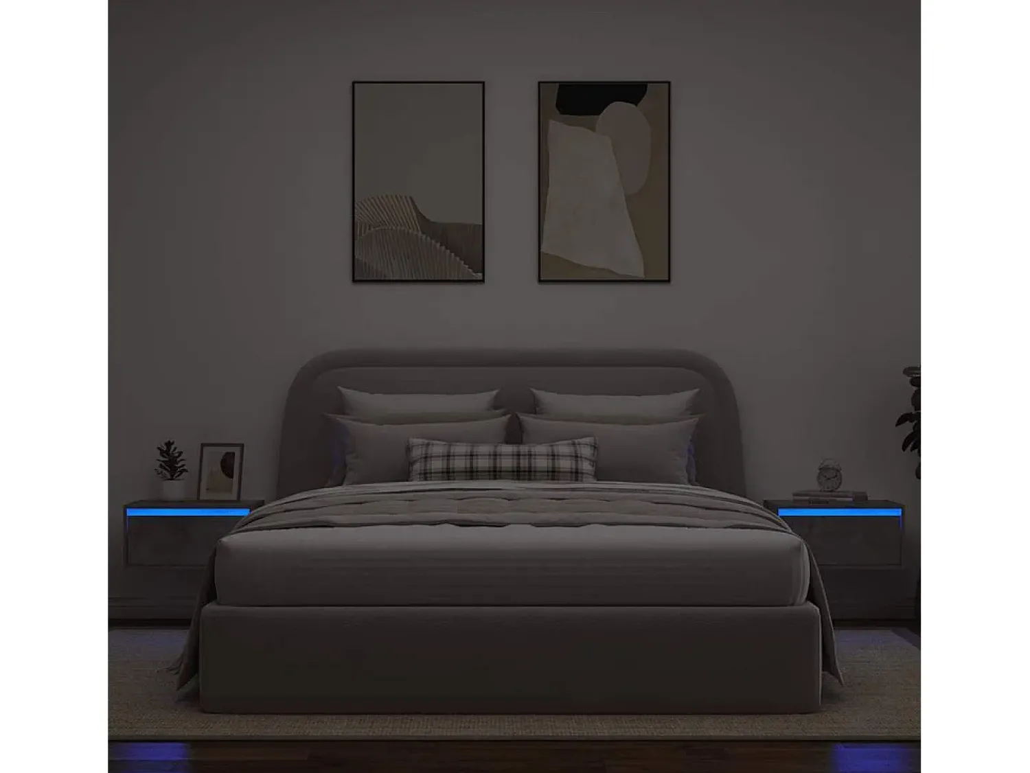 Móvel De Tv*vidaxl Mesas de cabeceira de parede c/ luzes LED 2pcs cimento Cinzento