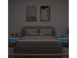 Móvel De Tv*vidaxl Mesas de cabeceira de parede com luzes LED 2 pcs Branco