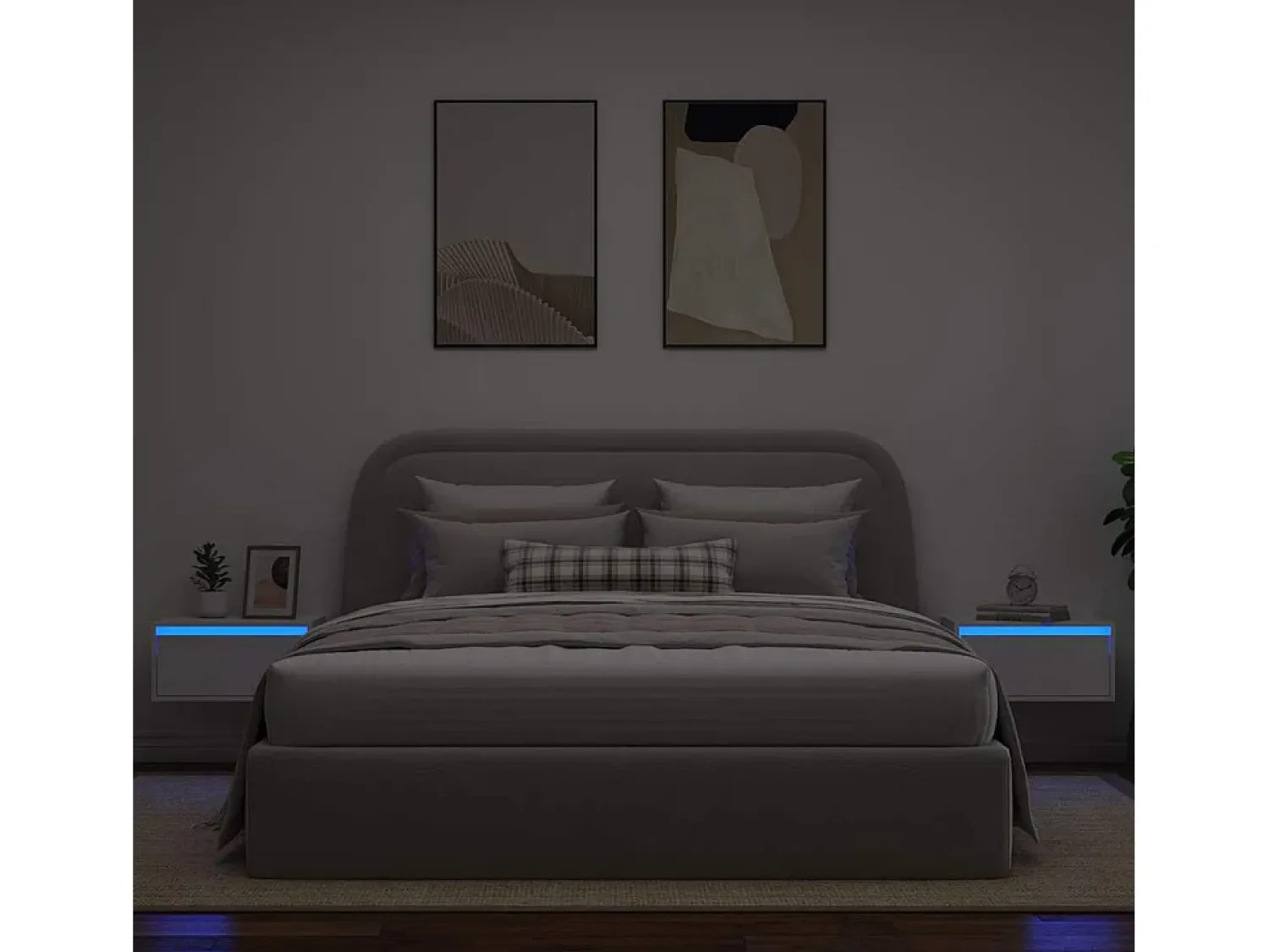 Móvel De Tv*vidaxl Mesas de cabeceira de parede com luzes LED 2 pcs Branco